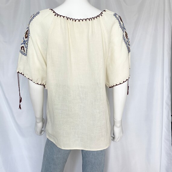 Vintage Hungarian style embroidered peasant blouse - image 3