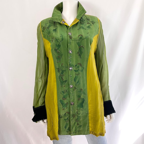 Vintage handmade reversible silk shirt jacket | h… - image 1