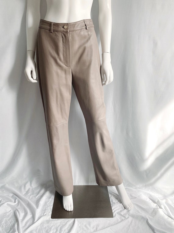 Vintage late 90s Y2K grey taupe leather pants