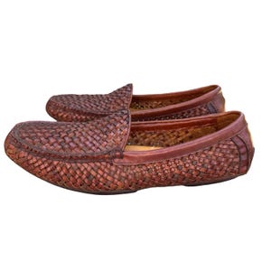 Polo Ralph Lauren Vintage Brown Men\'s Loafers Woven Shoes Size 9 B Made In Italy Vintage Ralph Lauren Leather Loafers, Men main image 3