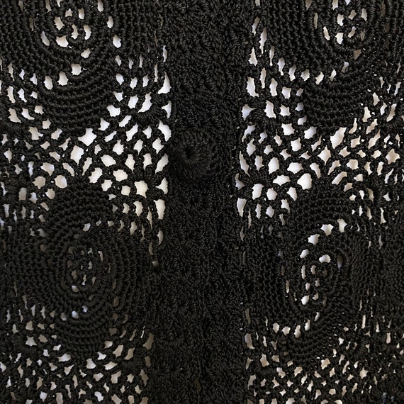 Vintage hand crocheted black cardigan short sleev… - image 5