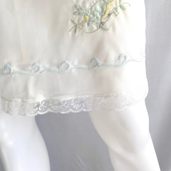 Vintage 60s sheer slip skirt, lace trimmed embroidere… Gem