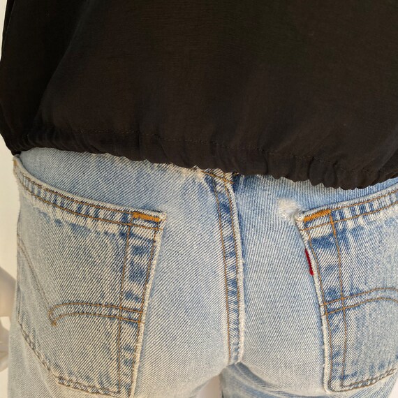 Vintage black collared button down with drawstring - image 7