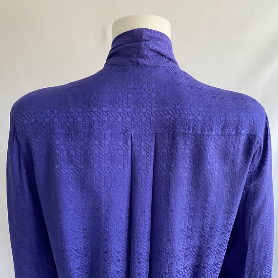Vintage 80s Dior royal blue silk bow blouse, silk… - image 4