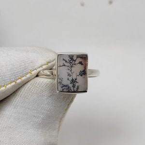 Genuine Quality Silver Ring Dendrite Scenic Agate, 925 Sterling Silver, Rectangle Shape, 10.05Cts. Ring Size #US6 Jewelry For Her #SKA1285