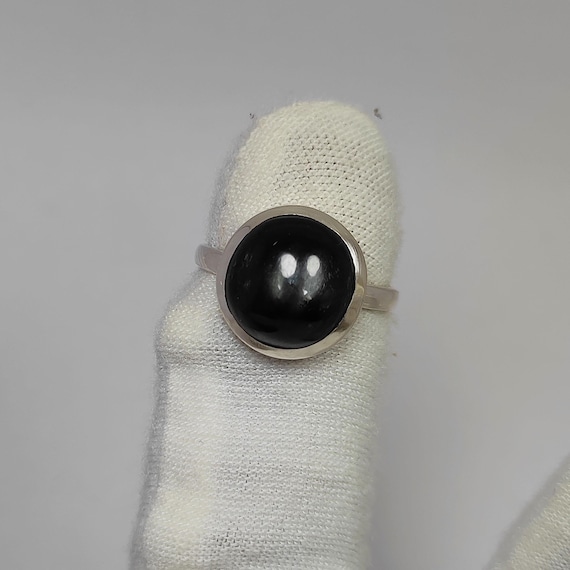 アクセサリー HASH. Black Star Round Cabochon Ring Black Star Cabochon Ring, 925 Sterling Silver, Round, US Size 7