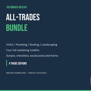 All-Trades Marketing Templates Bundle, Booked Solid Kit for HVAC, Plumbing, Roofing and Landscaping