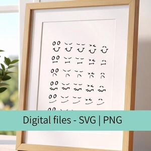 Doodle Face Emoticon Cut Files: SVG, PNG (Instant Download)