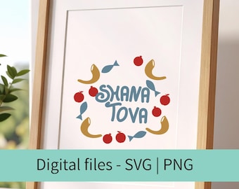 Shana Tova Wreath, Rosh Hashanah SVG PNG Cut File (Digital Download)