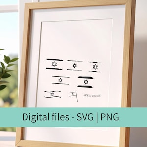 Israel flag cut files, Stripes and star of David flag set - SVG and PNG digital download files - 8 Israeli flag designs, Instant download