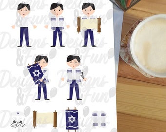 Bar Mitzwa Junge Clipart Set, druckbare jüdische Schriftzeichen (Instant Download)