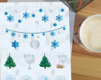 Hanukkah clip art set, Jewish holiday Printable Hanukkah decor clipart, digital download