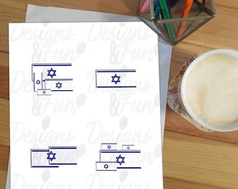 Israelische Flagge Illustrationen, bedruckbare Aufkleber (Digitaler Download)