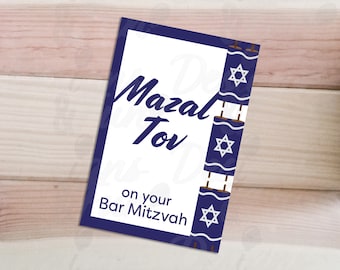 Bar Mitzvah Mazal Tov Card: Torah Scroll Design (Digital Download)