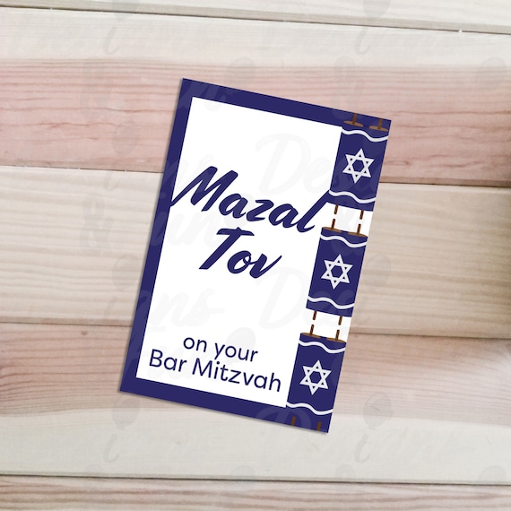 Bar Mitzvah Mazal Tov Card Printable Jewish Congratulations - Etsy
