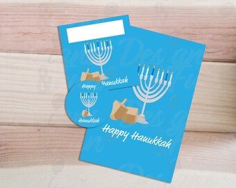 Druckbare Chanukka Karte und Geschenkanhänger Set (Digitaler Download)