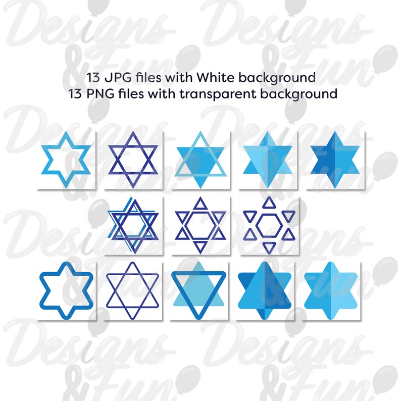 Blue Star of David Clipart Set Jewish Star Printable - Etsy