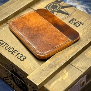 Rocado Shell Cordovan Kartenhalter, handgenähte Brieftasche, EDC, Vollnarbenleder, Made in Texas