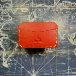 Cartera de piel italiana con bolsillo delantero, cosida a mano, EDC, piel flor, fabricada en Texas