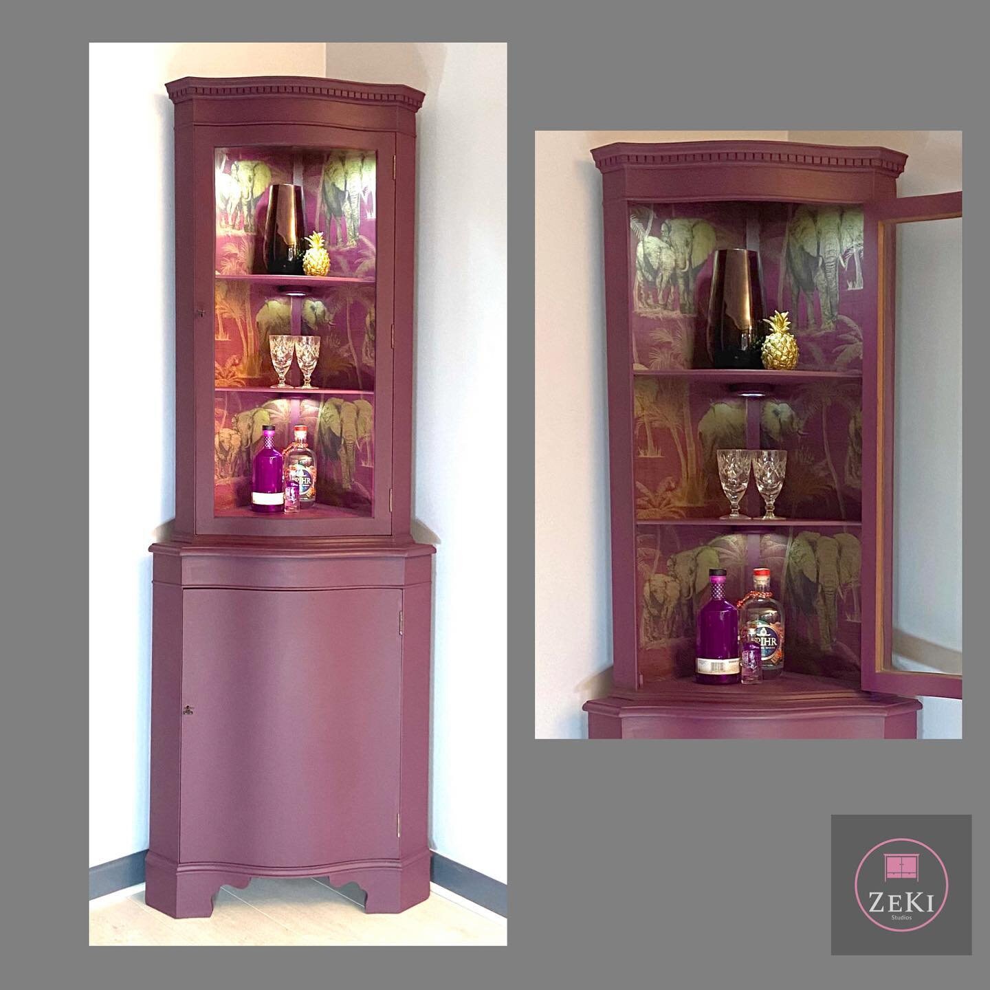 Beautiful Curved Glass Fronted Corner Aubergine and Etsy