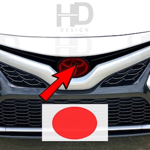 HDUSA Fits Toyota Camry 2018-2024 Front Red Precut Oval Decals Blacked out Vinyl Tint Overlay 2018 2019 2020 2021 2022 Compatible to Emblem