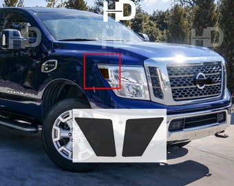HDUSA 2016-2019 Fits Nissan Titan Headlight Front Precut Dark Vinyl Tint Overlay Accessory Side Marker Decals 2016 2017 2018 2019
