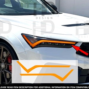 HDUSA Headlight DRL Front Tint Overlay Orange Yellow Precut Vinyl Decals 2022 2023 2024 2025 Fits Acura Integra