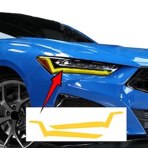 HDUSA Headlight Bottom DRL Yellow Precut Dark Red Colors Vinyl Tint Decals ppf Overlay 2021 2022 2023 2024 2025 Fits Acura TLX