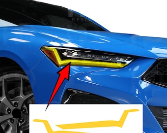 HDUSA Headlight Bottom DRL Yellow Precut Dark Red Colors Vinyl Tint Decals ppf Overlay Accessory 2021 2022 2023 2024 2025 Fits Acura TLX