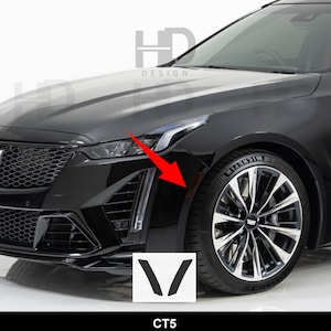 HDUSA Fits CT5 Cadillac 2020-2024 Front Side Markers Reflectors Bumper Precut Dark Vinyl Tint Overlay Decal 2020 2021 2022 2023