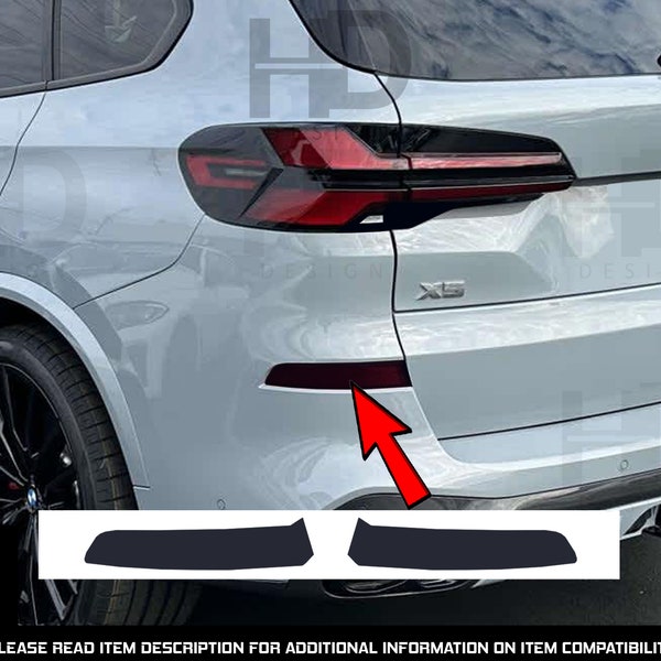 HDUSA Fits BMW X5 2024 Msport Optioned Rear Bumper Reflectors Marker Blacked out Vinyl Dark Decal Tint Overlay Accessories