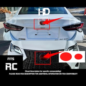 HDUSA For Lexus RC 2019-2025 Front and Rear Emblem Area Red Tint Dark Oval Vinyl Tint Decal Sticker 2021 2022 2023 Rc300 rc350 rcf