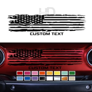 HDUSA Custom Text US Flag Fits Jeep Wrangler / Gladiator Dashboard Glove Box USA America Vinyl Decal Dash Board Panel Sticker Accessory