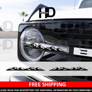 HDUSA Mountain Headlight Decal Overlay Fits Bronco 2021 2022 2023 2024 6G Many COLORS Premium LED Head Light Vinyl Decal Sticker Easter Egg