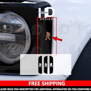 HDUSA Fits Bronco Sasquatch Front Side Marker Light Vinyl Decal Blackout Overlay Easter Egg Car Accessory Mod For Bronco 2021 2022 2023 2024