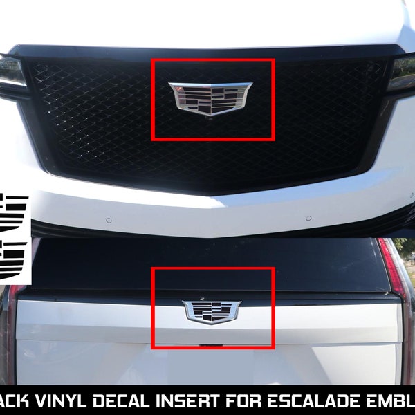 HDUSA Fits Cadillac Escalade 2021-2023 Emblem Black Decal Vinyl Insert Precut Overlay 2021 2022