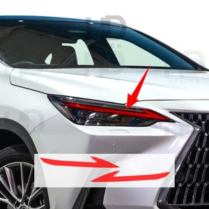 HDUSA For Lexus NX 2022-2025 Headlight Front Day Running Light Red Tint Dark Vinyl Tint Decals DRL 2021 2022 2023 2024 250 350 350h 450h+
