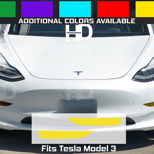 HDUSA Fits Tesla Model 3 2017-2023 Fog Light Yellow Red Precut Dark Vinyl Tint Decals Transparent Overlay 2017 2018 2019 2020 2021 2022