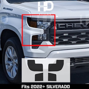 HDUSA Fits 2022-2025 Chevy Silverado 1500 Front Amber Side Marker Headlight Precut Dark Vinyl Tint Overlay Decal 2022 2023 Custom Base