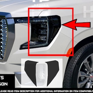 HDUSA Fits GMC Yukon 2021-2024 Front Headlight Side Partial Precut Dark Vinyl Tint Overlay Decal 2021 2022 2023
