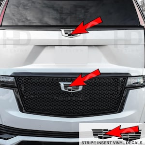 HDUSA Fits Cadillac Escalade 2021-2024 Emblem Black Stripes Decal Vinyl Insert Precut Overlay 2021 2022