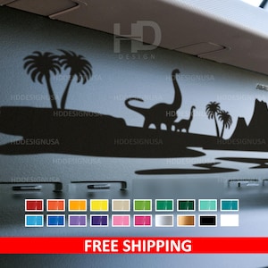 HDUSA Fits Bronco Dashboard Dinosaur Volcano Vinyl Decal Sticker Dino Dash Board Glove Box Matte Black Jurassic Car Accessories Custom Mod