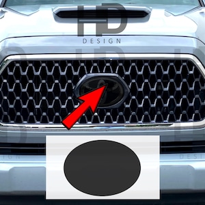 x2 HDUSA Fits Toyota Tacoma 2018-2023 Front Dark Precut Oval Red Blacked out Tint Vinyl Decals 2018 2019 2020 2021 2022 Compatible to Emblem