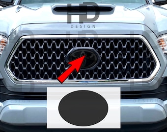 x2 HDUSA Fits Toyota Tacoma 2018-2023 Front Dark Precut Oval Red Blacked out Tint Vinyl Decals 2018 2019 2020 2021 2022 Compatible to Emblem