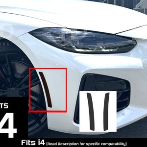 HDUSA Fits BMW i4 2022-2025 Front Side Marker Dark Blacked out Vinyl Tint Overlay M50 eDrive35 eDrive40 2022 2023 2024