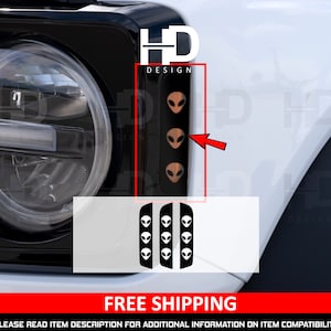 HDUSA Fits Bronco Alien Front Side Marker Light Vinyl Decal Blackout Overlay Tint Area 51 Car Accessories For Bronco 2021 2022 2023 2024