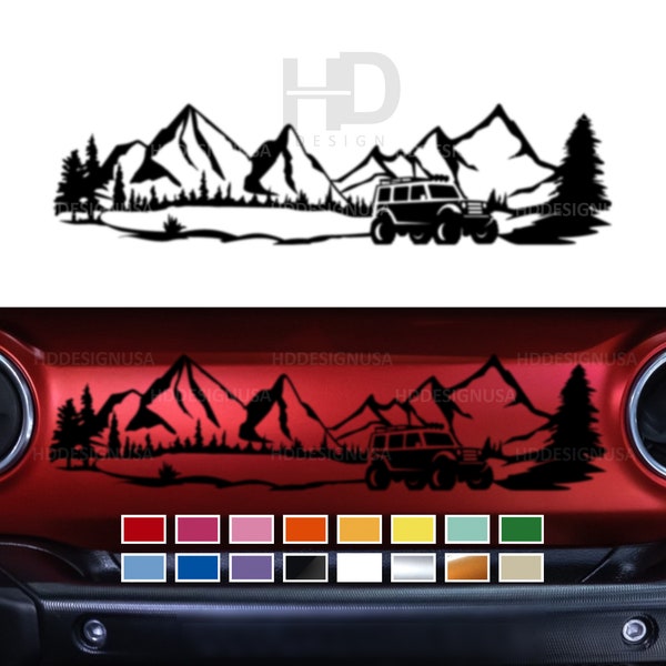HDUSA Fits Jeep Wrangler / Gladiator Dashboard Glove Box Mountain Off-Roading Vinyl Decal Sticker Dash Custom Mod Matte Black Car Accessory