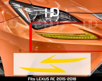 HDUSA For Lexus RC 2015-2018 Drl Front Head Light Precut Yellow Dark Black Vinyl Tint Decal Sticker 2015 2016 2017 2018 RC Rc350 Rcf Fsport