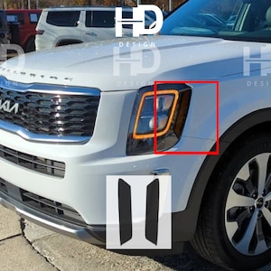 HDUSA For 2020-2022 Kia Telluride Front Side Markers Headlight Amber Dark Vinyl Decals Tint Accessories Out Overlay Decal 2020 2021 2022