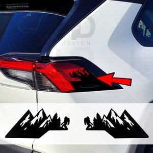 HDUSA Fits RAV4 2019-2025 Tail Light Side Topper Decals Big Foot Mountain Vinyl Matte or Gloss Black 2 Sets PreCut 2019 2020 2021 2022 2023